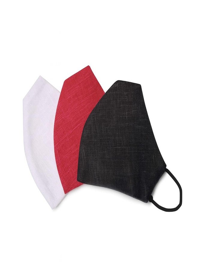 Xtore Breathable 2 Layer Cotton Reuseable & Washable Mask (Red, Black, & White, Without Valve, Pack of 3) for Unisex - Image 1