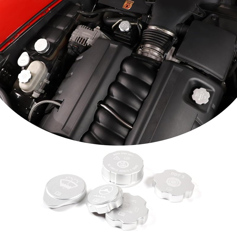Moittellc Engine Cap Cover Set for Chevy Corvette C6 (2005-2013) - 5PCS Aluminium Alloy - Image 1