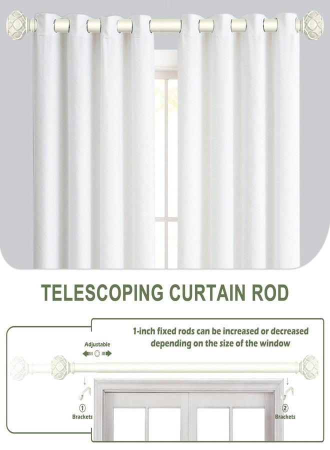 HTZON White Curtain Rods for Windows:Farmhouse Boho Decorative Curtain Rod for Bedroom Living Room,Heavy Duty Adjustable Rustic Drapery Rods with Vintage Coastal Texture Finials,Antique White 18-45" - Image 5