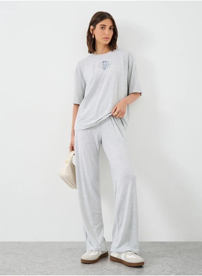 Take Two Take Two Floral Print Oversized T-Shirt and Joggers Co-Ords