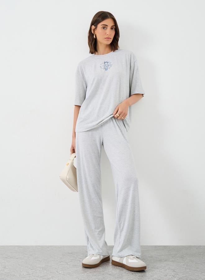 Take Two Styli Floral Print Oversized T-Shirt and Joggers Co-Ords - Image 1