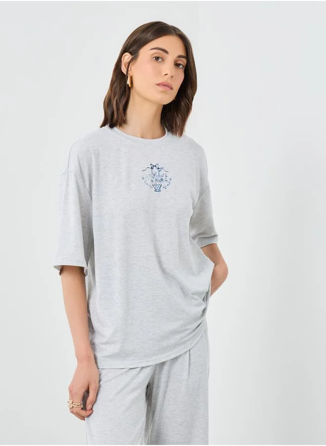 Take Two Take Two Floral Print Oversized T-Shirt and Joggers Co-Ords