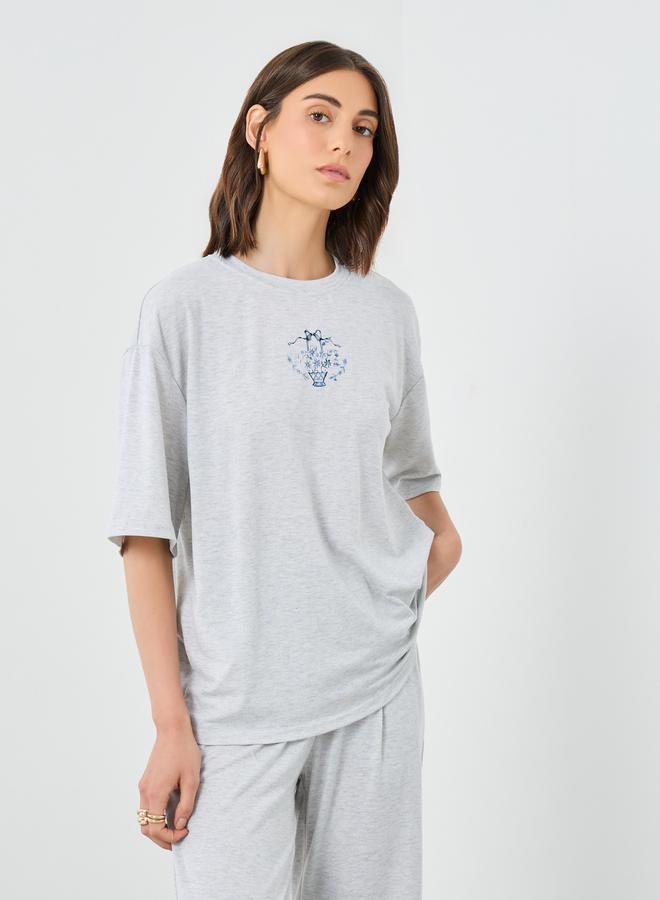 Take Two Styli Floral Print Oversized T-Shirt and Joggers Co-Ords - Image 2