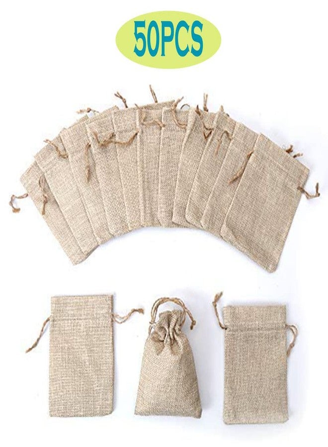 DECORA 50 PCS Burlap Bags with Drawstring Jute Hessian Linen Treat Bag for Halloween Wedding Jewelry Party Favors - Image 2