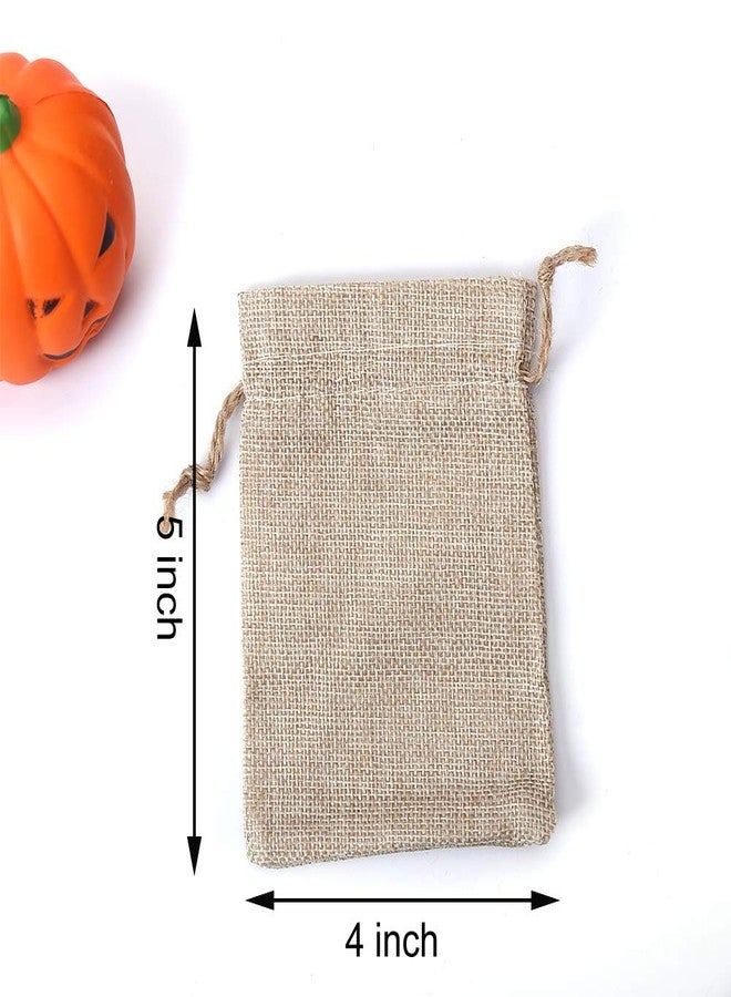 DECORA 50 PCS Burlap Bags with Drawstring Jute Hessian Linen Treat Bag for Halloween Wedding Jewelry Party Favors - Image 3