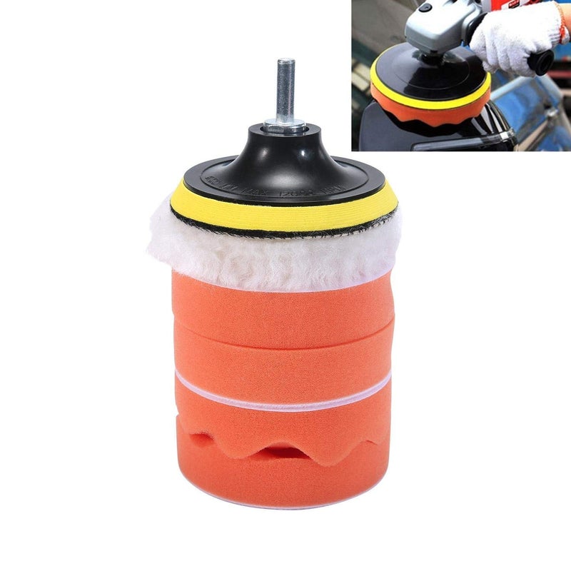 JERN طقم وسادات تلميع/تلميع 7 قطع، مجموعة وسادات تلميع إسفنجية وصوفية مع محول مثقاب M14 (4 و 6 بوصات مجموعة من 14) - Image 5