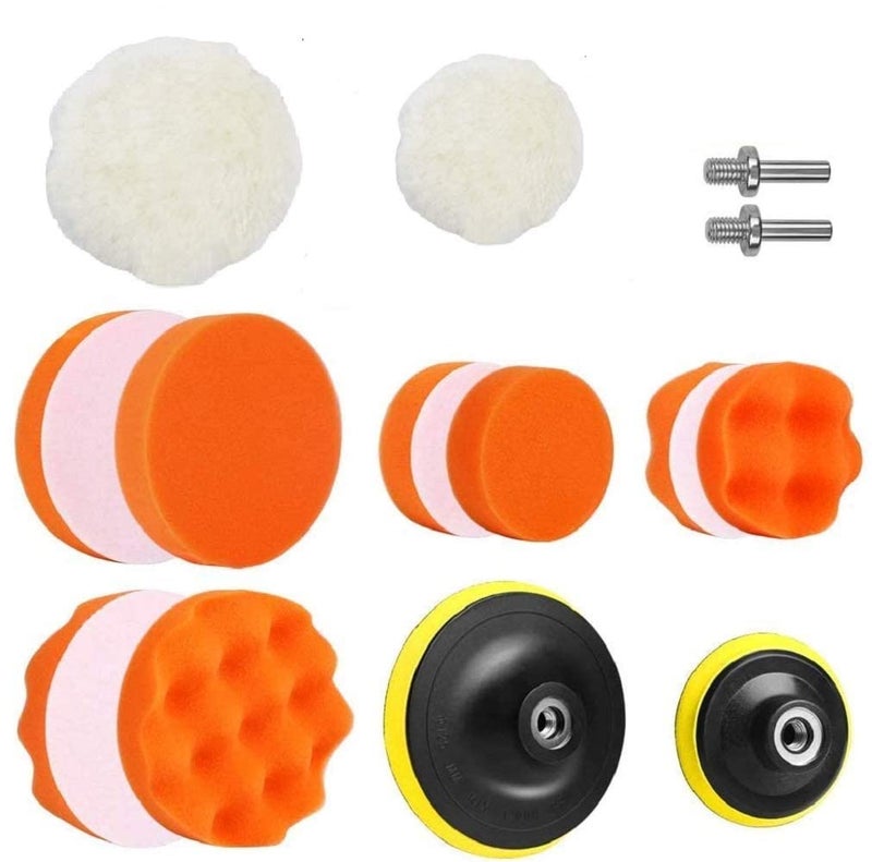 JERN طقم وسادات تلميع/تلميع 7 قطع، مجموعة وسادات تلميع إسفنجية وصوفية مع محول مثقاب M14 (4 و 6 بوصات مجموعة من 14) - Image 1