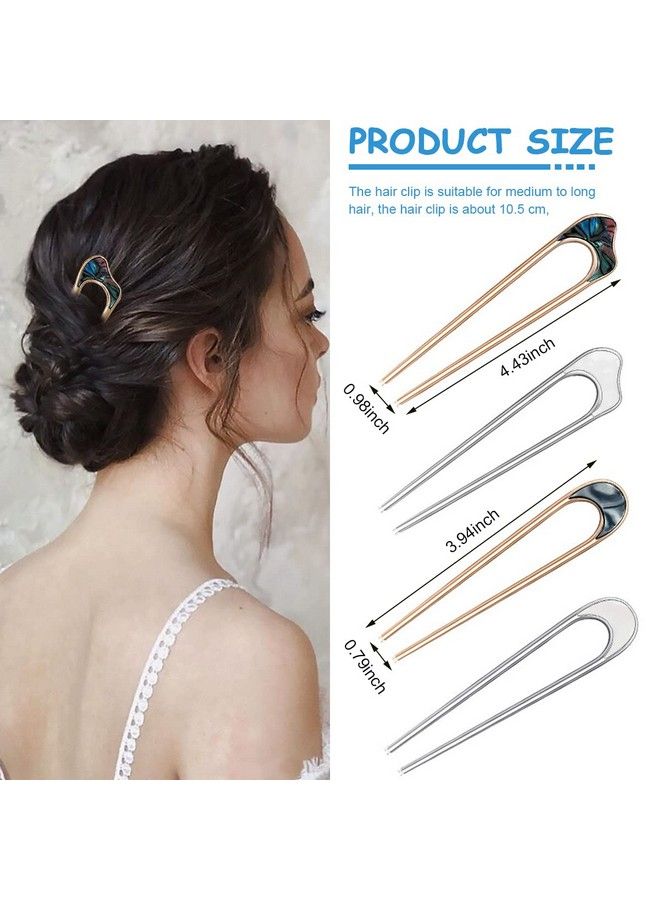 maycreate 4 قطع عصي شعر لتسريحة الكعكة دبابيس شعر على شكل U دبابيس شعر معدنية عتيقة لتسريحة الكعكة إكسسوارات شعر للعروس للنساء والفتيات - Image 3