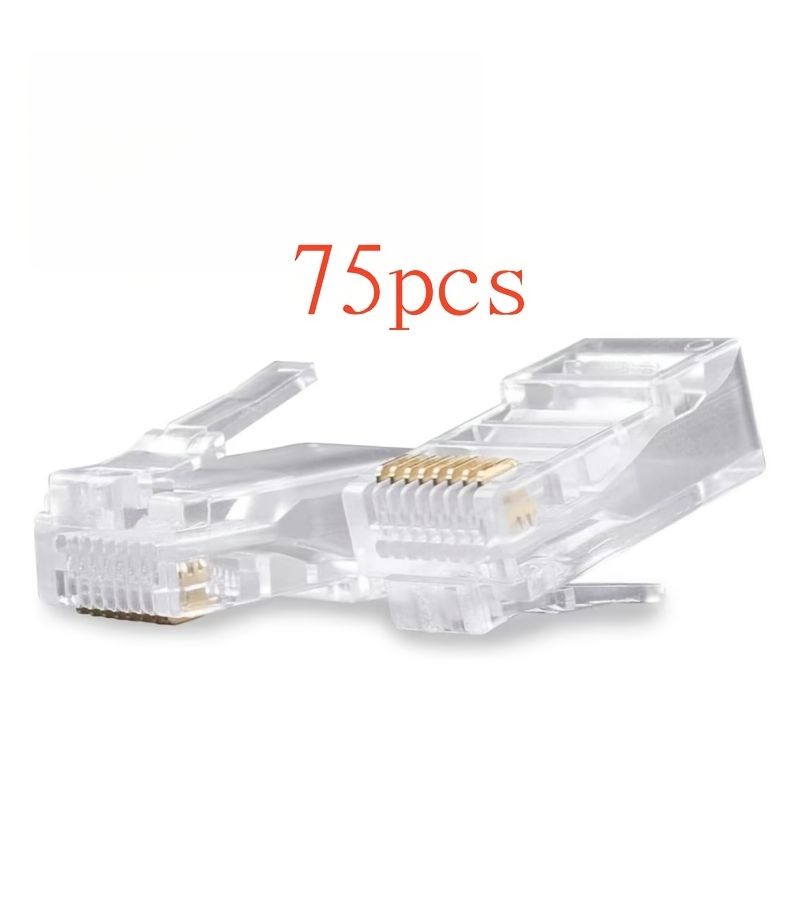 75pcs Cat6 RJ45 Connectors EZ Ethernet Ends for Solid Stranded UTP Cable - Image 2