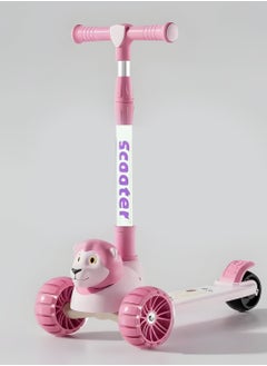 NextWave Scooter for Kids 2-8 Years Old Boys Girls 3 Wheel Toddler Scooter Childrens Folding Kick Scooter Toy Light up Wheels Adjustable Height Lean to Steer Extra-Wide & Non-Slip Deck Pink  - Image 1