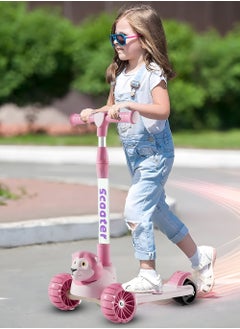 NextWave Scooter for Kids 2-8 Years Old Boys Girls 3 Wheel Toddler Scooter Childrens Folding Kick Scooter Toy Light up Wheels Adjustable Height Lean to Steer Extra-Wide & Non-Slip Deck Pink  - Image 3