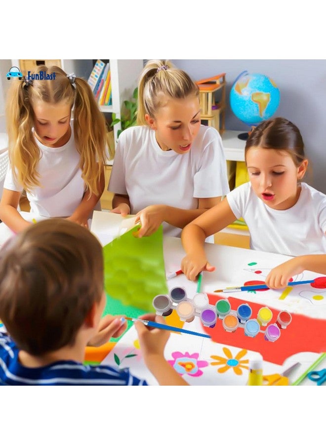 FunBlast Stationery Kit for Kids - 12 Water Colors and Paint Brushes, 6 Pencils, Drawing Book, Erasers, Sharpener for Art and Craft, Stationery Item for Kids, Birthday Return Gift for Kids (Green) - Image 5