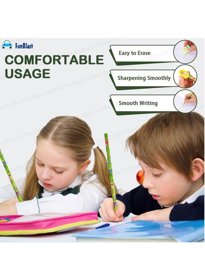 FunBlast Stationery Kit for Kids - 12 Water Colors and Paint Brushes, 6 Pencils, Drawing Book, Erasers, Sharpener for Art and Craft, Stationery Item for Kids, Birthday Return Gift for Kids (Green) - Image 4