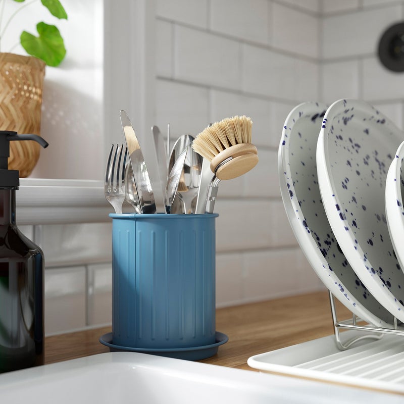 Baitique Dark Grey-Blue Galvanised Cutlery & Utensil Stand, 13 cm Tall - Image 3