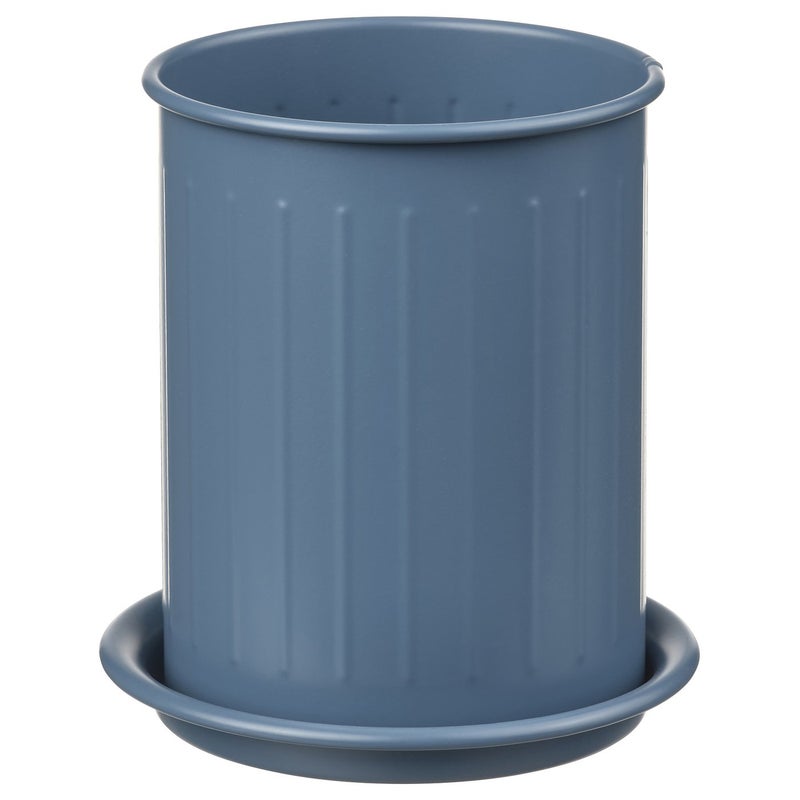Baitique Dark Grey-Blue Galvanised Cutlery & Utensil Stand, 13 cm Tall - Image 1