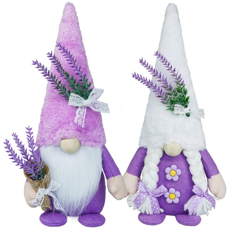 CRCZK Spring Gnome Decor Plush Lavender Gnomes Decorations for Home Swedish Gnome Gifts for Women Handmade Purple Kitchen Decor Spring Tier Tray Decor Scandinavian Tomte Elf Doll for Table Ornaments - Image 1
