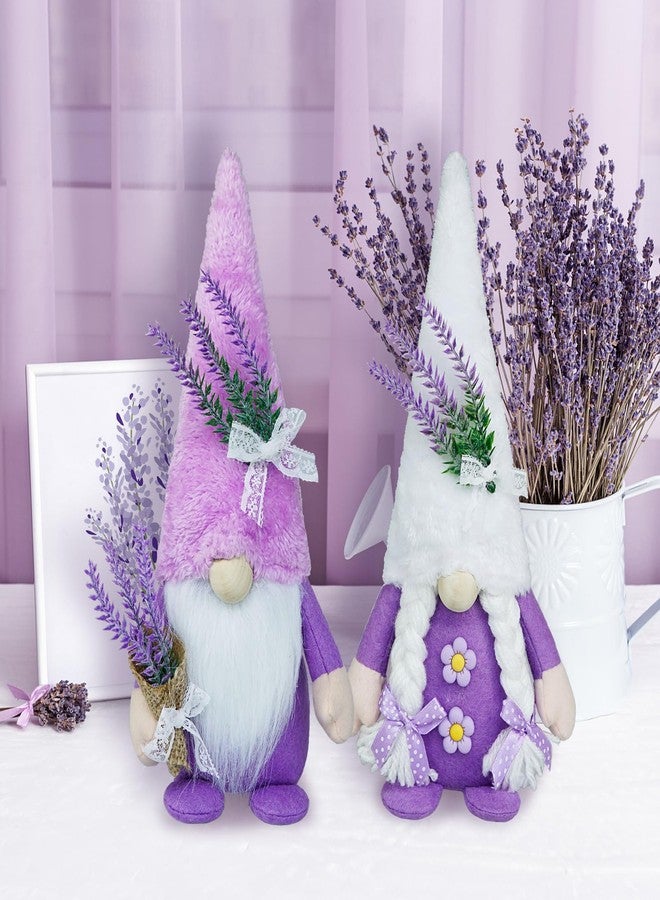 CRCZK Spring Gnome Decor Plush Lavender Gnomes Decorations for Home Swedish Gnome Gifts for Women Handmade Purple Kitchen Decor Spring Tier Tray Decor Scandinavian Tomte Elf Doll for Table Ornaments - Image 5