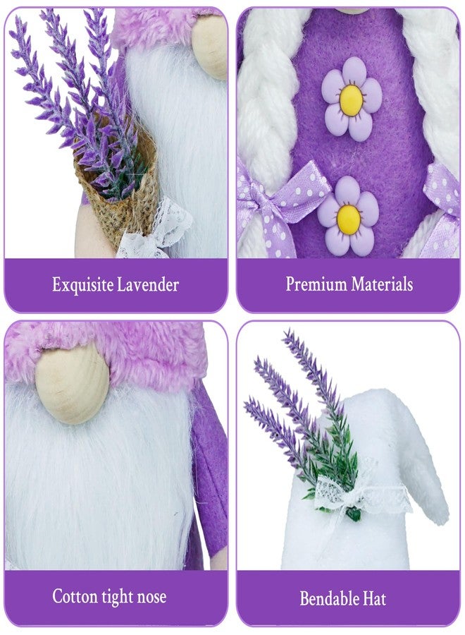 CRCZK Spring Gnome Decor Plush Lavender Gnomes Decorations for Home Swedish Gnome Gifts for Women Handmade Purple Kitchen Decor Spring Tier Tray Decor Scandinavian Tomte Elf Doll for Table Ornaments - Image 3