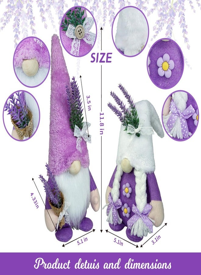 CRCZK Spring Gnome Decor Plush Lavender Gnomes Decorations for Home Swedish Gnome Gifts for Women Handmade Purple Kitchen Decor Spring Tier Tray Decor Scandinavian Tomte Elf Doll for Table Ornaments - Image 2
