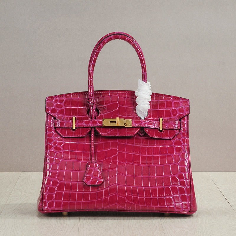 Light Purple 35cm (No Shoulder Strap) - Elegant Crocodile-Pattern Handbag