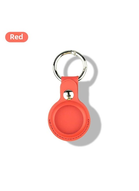 Suitable For Apple Airtag Tracker Anti-Lost Device Locator Leather Protective Case Airtags Protective Case-Color:Red-Applicable Model:Double Hole Airtag Case