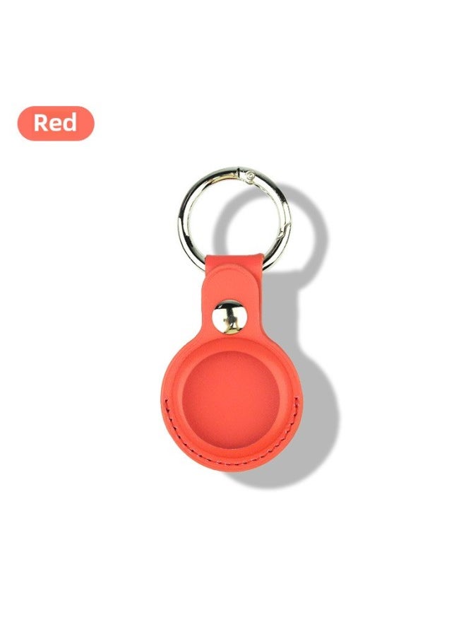 Generic - Suitable For Apple Airtag Tracker Anti-Lost Device Locator Leather Protective Case Airtags Protective Case-Color:Red-Applicable Model:Double Hole Airtag Case - Image 1