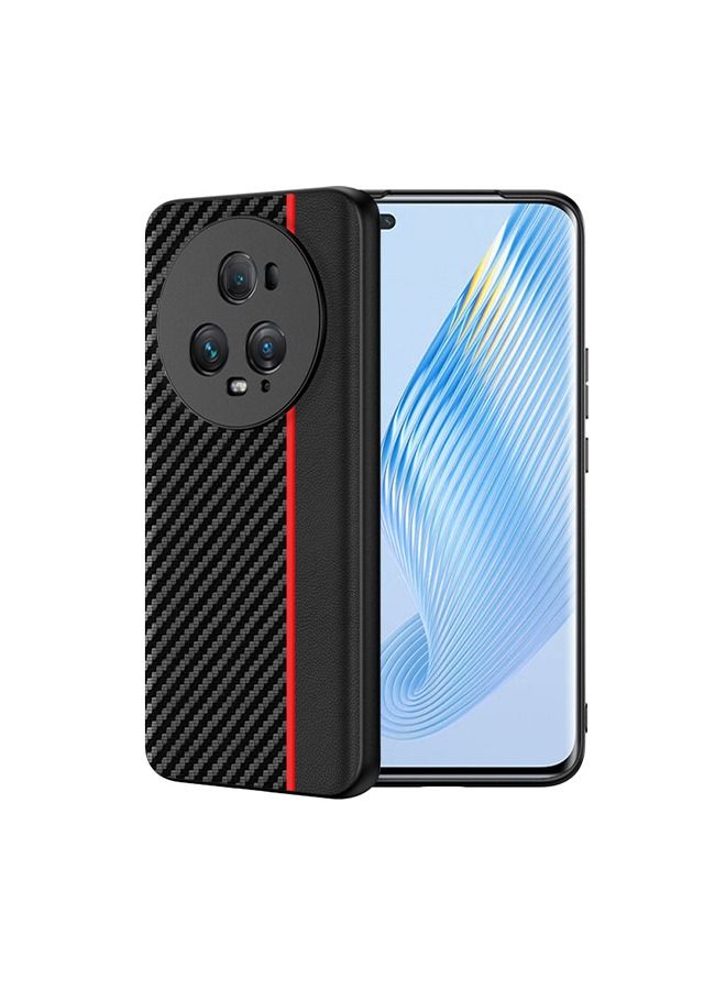 Compatible with Honor Magic5 pro Case Phone Cover Carbon Fiber Texture Leather Hard PC Slim Shockproof Anti-Scratch and Anti-Drop Protective Cover for Honor Magic5 Pro - Image 1