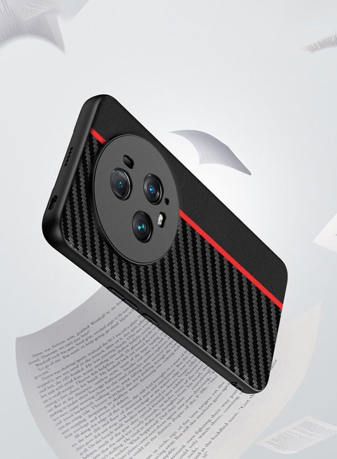 Compatible with Honor Magic5 pro Case Phone Cover Carbon Fiber Texture Leather Hard PC Slim Shockproof Anti-Scratch and Anti-Drop Protective Cover for Honor Magic5 Pro - Image 3