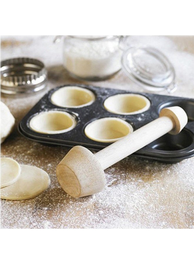 مكبس معجنات خشبي، قضيب دفع للكعك والمعجنات DIY، قالب مكبس تارت البيض الخشبي ذو الوجهين، قالب تارت البيض لمكبس عجين الفطائر والمعجنات، أدوات الخبز للحفلات المنزلية - Image 1