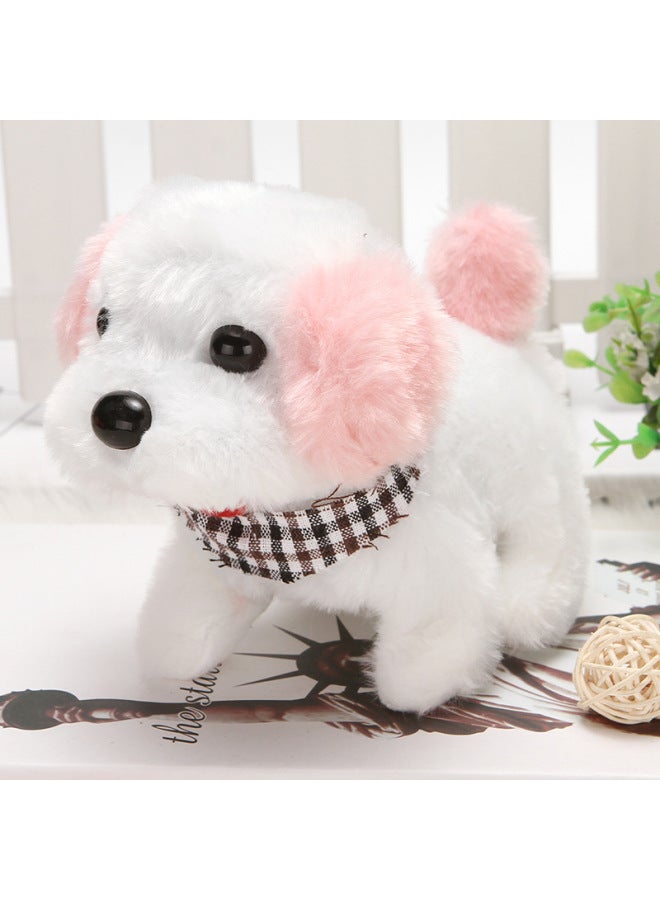 Children's Simulation Toy Electric Dog 1-3 Teddy Bunny Cat Pet Stall Electronic Pet Plush Toy-Color:Two-color Cute Dog With Ears (pink) (scarf Random Color) Scarf Random - Image 1