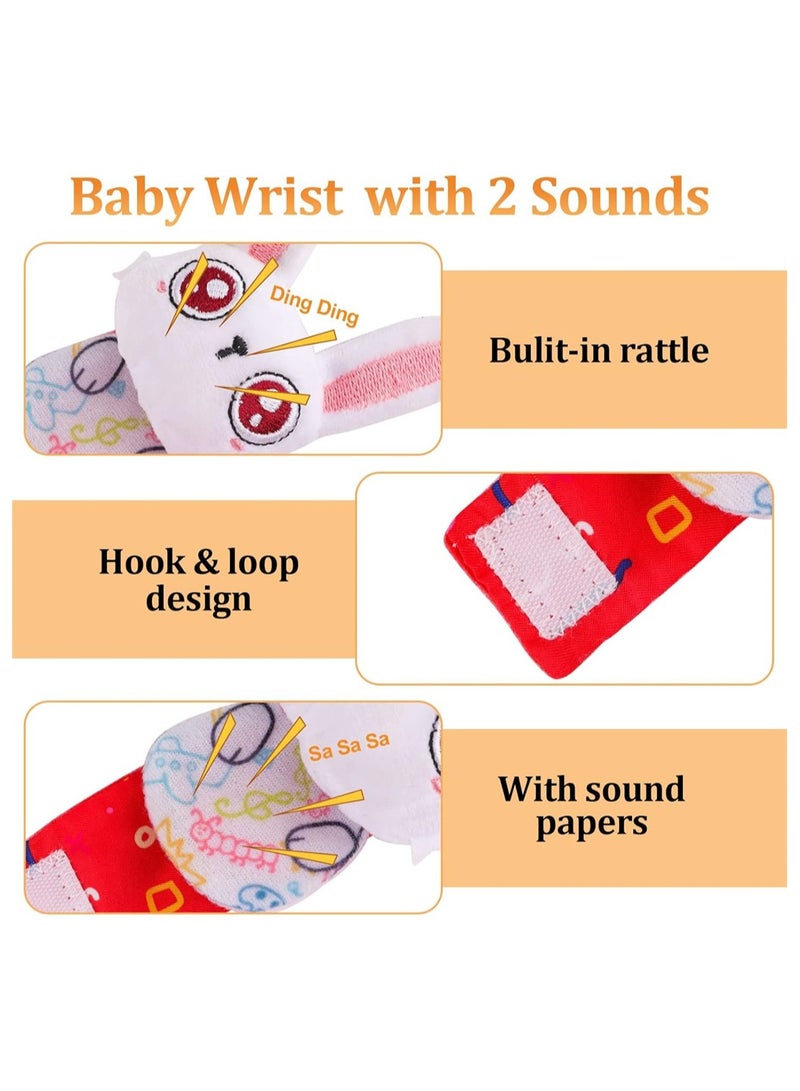 Excefore Baby Rattle Socks and Wrist Rattle Toys 4 Pack Soft Newborn Sensory Toys for Babies 0-6 Months Baby Wrist and Ankle Rattles Foot Finder for Baby's Stimulation Growth Infant  - Image 3