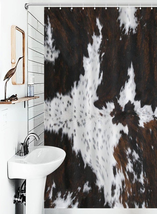 TKUYO Cow Print Shower Curtain, Western Brown Highland Cow Fur Skin Animal Prints Farmhouse Country Rustic Waterproof Fabric Bathroom Shower Curtain Set with Hooks, 72"x72" Inch - Image 3