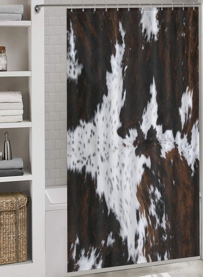 TKUYO Cow Print Shower Curtain, Western Brown Highland Cow Fur Skin Animal Prints Farmhouse Country Rustic Waterproof Fabric Bathroom Shower Curtain Set with Hooks, 72"x72" Inch - Image 2