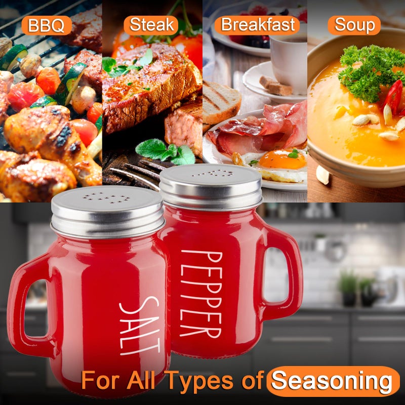 ZOSUJO Red Salt And Pepper Shakers Set  Zosujo 4 Oz Cute Modern Glass Christmas Red Shaker Sets With Stainless Steel Lids  Red Kitchen Decor And Accessories For Home Restaurants Weddings - Image 5