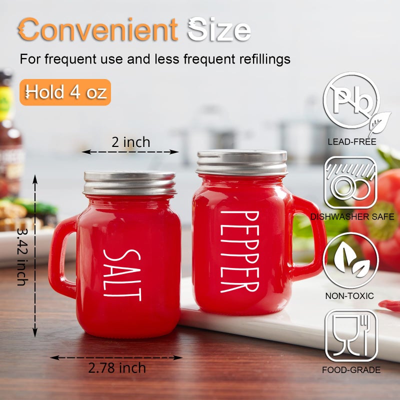 ZOSUJO Red Salt And Pepper Shakers Set  Zosujo 4 Oz Cute Modern Glass Christmas Red Shaker Sets With Stainless Steel Lids  Red Kitchen Decor And Accessories For Home Restaurants Weddings - Image 3