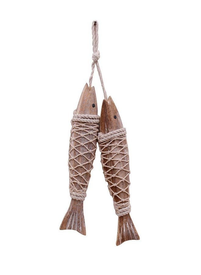 E-view Antique Wood Fish Decor Decorative Wooden Hanging Fish Nautical Indoor Outdoor Decorations Wall Art Ornament - Image 1