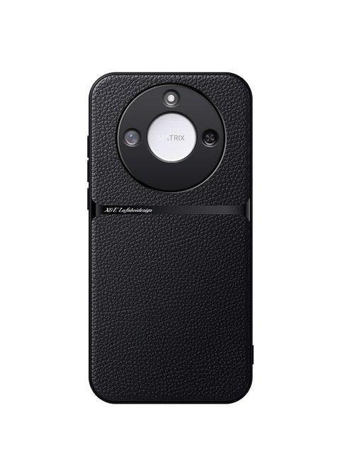 جراب سيليكون من الجلد الصناعي مقاوم للصدمات متوافق مع Honor x9c smart (اسود)