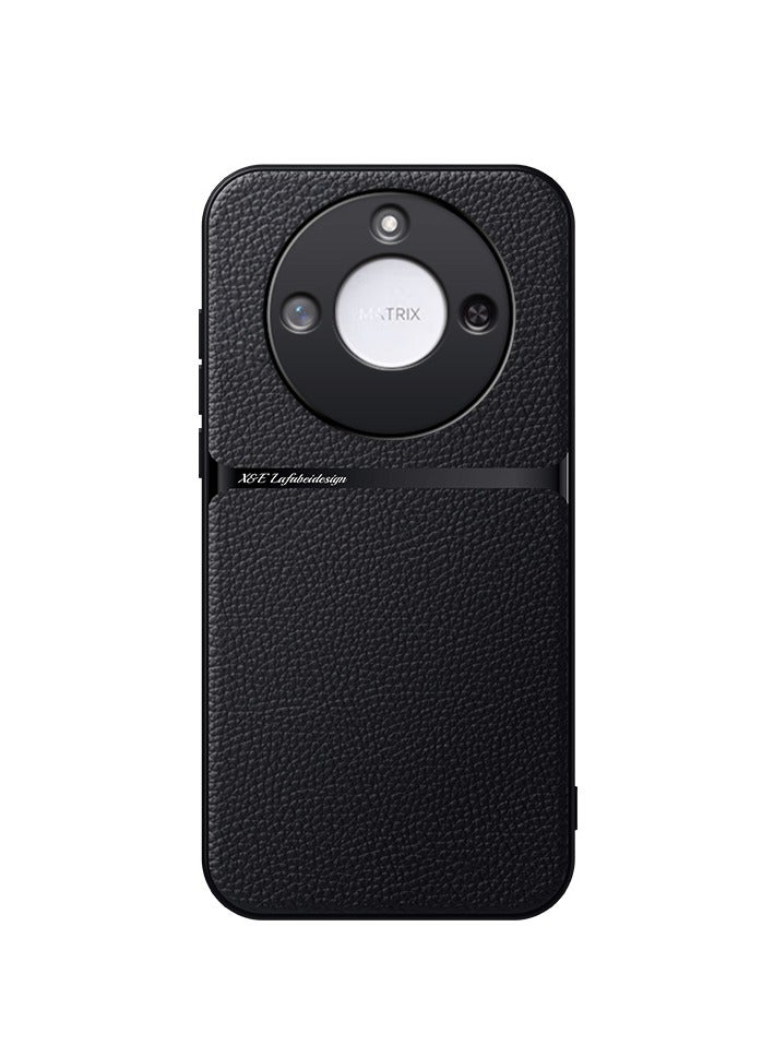 Phone Case Cover Leather TPU Back Case Cover shock resistant Compatible with Honor x9c smart (Black)