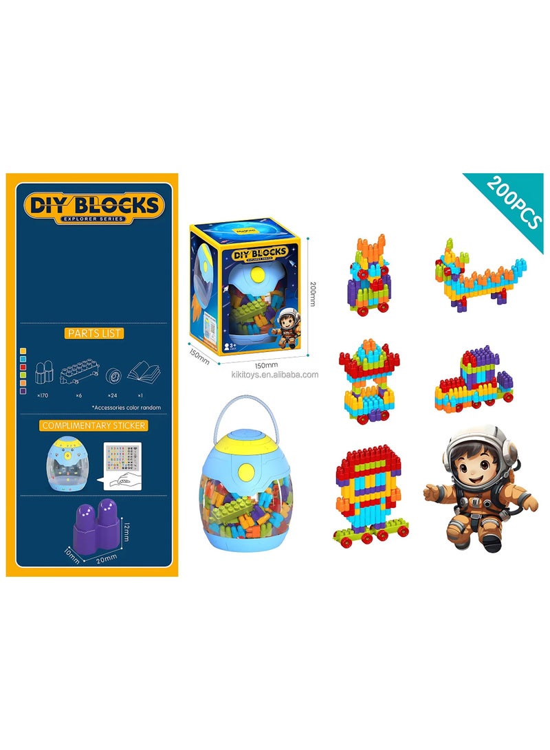 DIY Building Block Toy Set – 200 Pcs Creative Construction Kit with Colorful Bricks, Wheels & Gears, Educational STEM Toy for Kids to Build, Learn & Play Together - Image 2