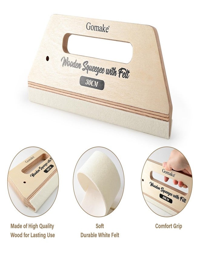 Gomake Wallpaper Smoothing Tool Large Wooden Squeegee with Felt for Large Film Application,Floor Graphics Installing,Doors and Windows Decal Applications - Image 3