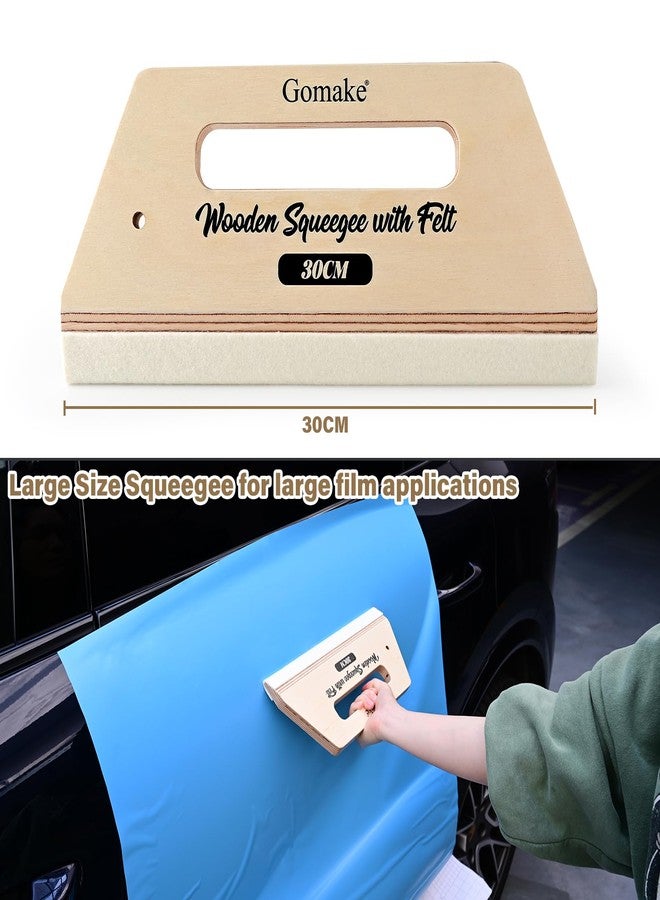 Gomake Wallpaper Smoothing Tool Large Wooden Squeegee with Felt for Large Film Application,Floor Graphics Installing,Doors and Windows Decal Applications - Image 4