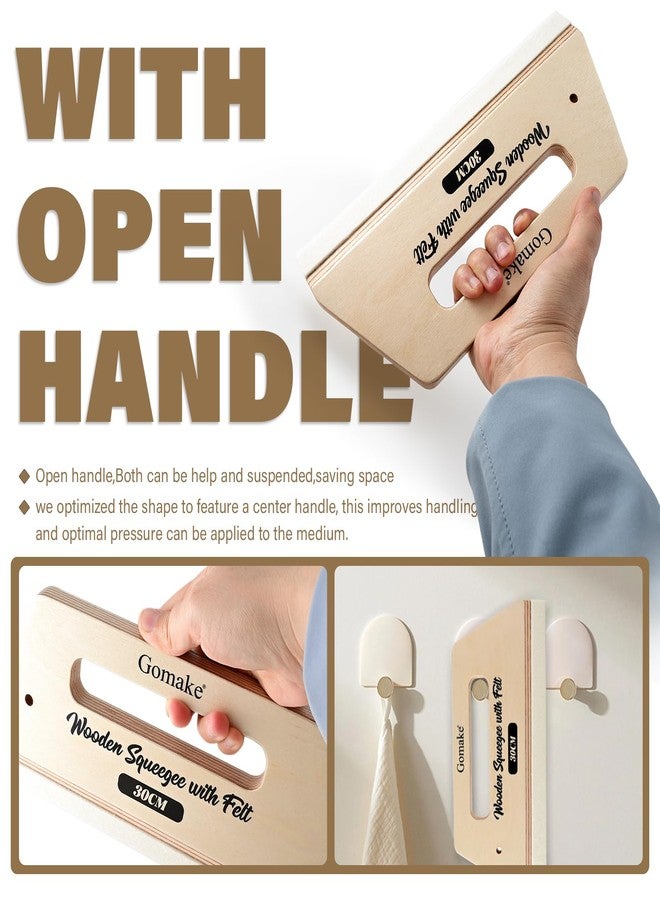 Gomake Wallpaper Smoothing Tool Large Wooden Squeegee with Felt for Large Film Application,Floor Graphics Installing,Doors and Windows Decal Applications - Image 2