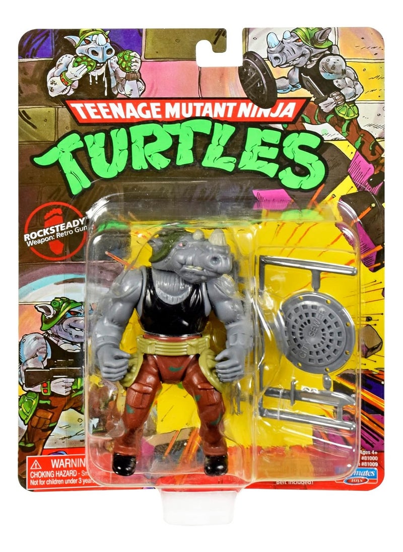 TMNT Teenage Mutant Ninja Turtles 4” Original Classic Basic Figure Rocksteady  - Image 1