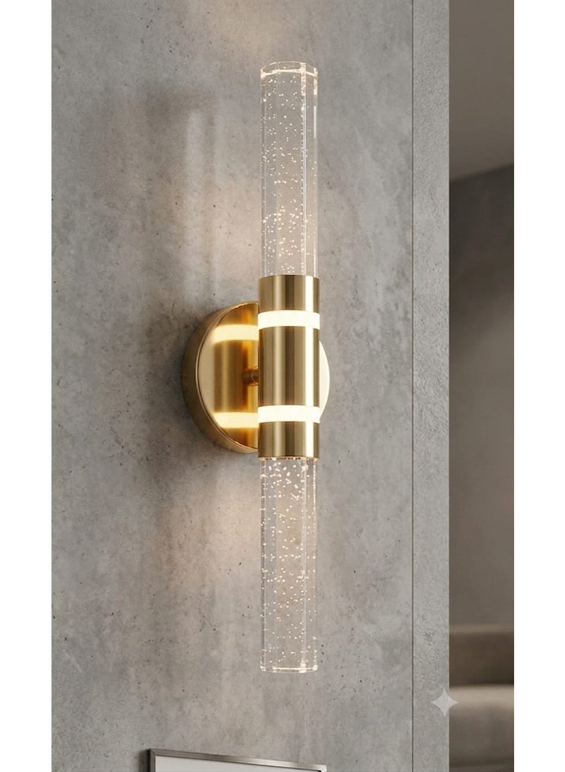 Modern Wall Sconce, Golden Design with Luminous Crystal Cylinders - Image 1