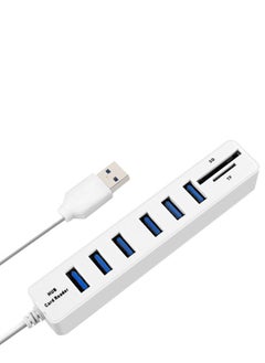 نيبمينينت موزع ذو 6 منافذ USB 3.0 مع محول فاصل للطاقة أبيض 