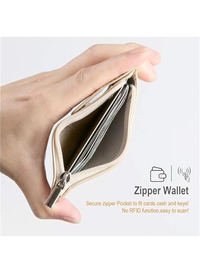 ID Badge Card Holder Wallet, PU Leather ID Badge Card Holder with 1 Clear Window and 3 Card Slots, Badge Holder with Zipper, Secure Cover and Lanyard, For Office School ID, Credit Cards (Gold) - Image 4