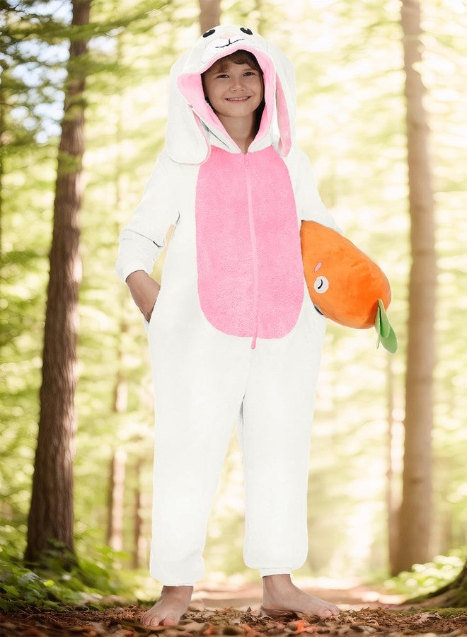 BesserBay Big Boy's Halloween Long Sleeve Cozy Costume Hooded Rabbit Bunny Animal Onesie White 12 Years - Image 5