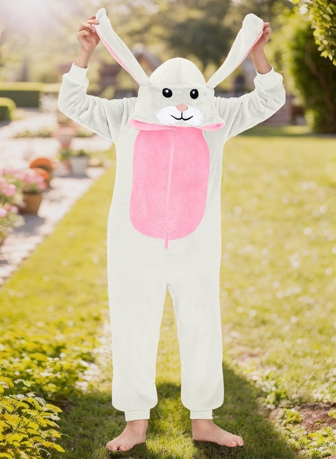 BesserBay Big Boy's Halloween Long Sleeve Cozy Costume Hooded Rabbit Bunny Animal Onesie White 12 Years - Image 2