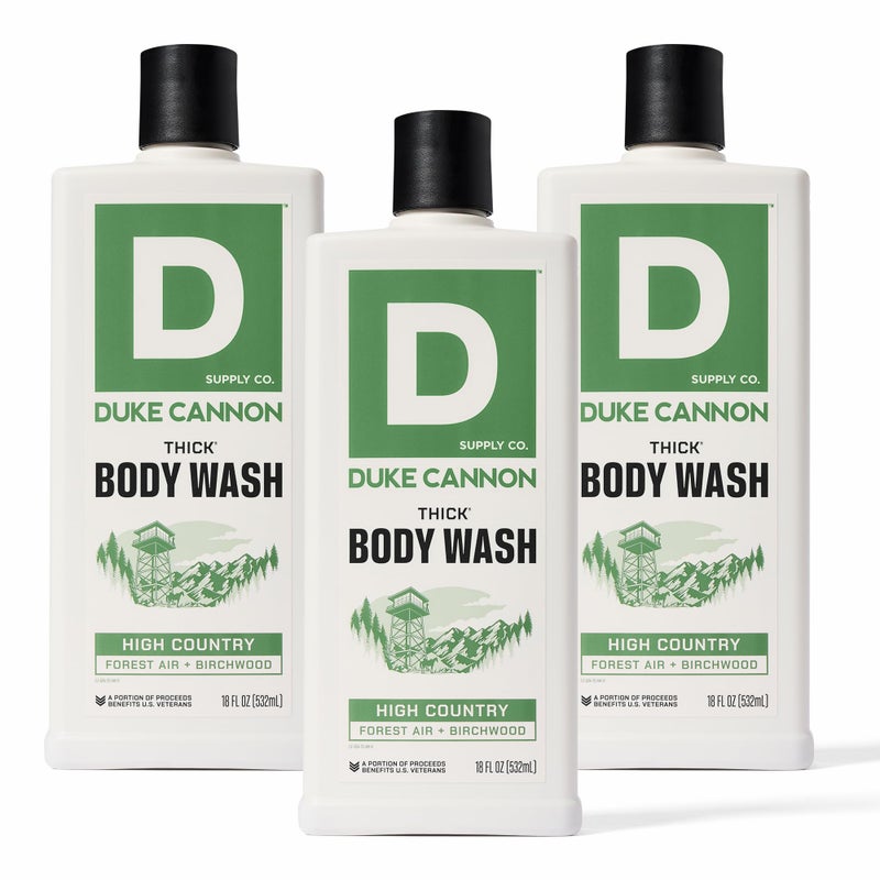 Duke Cannon Supply Co. Thick High-Viscosity Body Wash for Men High Country - Premium Ingredients, Plant-Based Thickeners, Superior Lather, Natural Exfoliate, 17.5 Fl Oz (3 Pack) - Image 1
