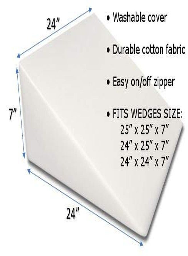 MoonRest 7”, 10”, 12”- inch Foam Bed Wedge Zippered Cover/Pillow Replacement Cover (24" X 24" X 7", Black) - Image 2